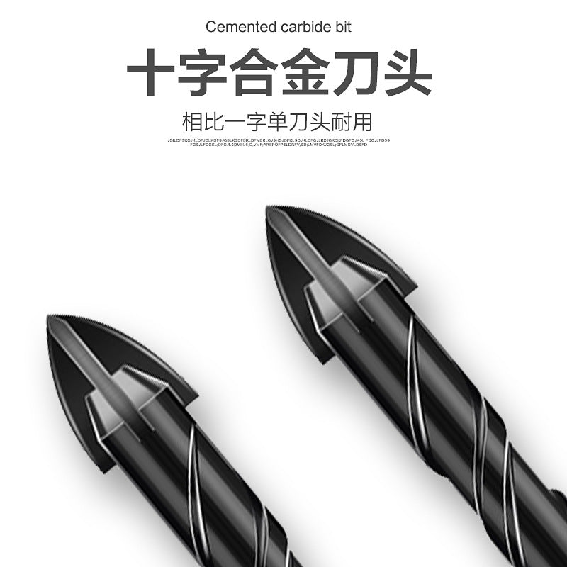 ATO carbide cross four-edged triangular drill, hexagonal handle brick wall tile cement ceramic punching triangular drill