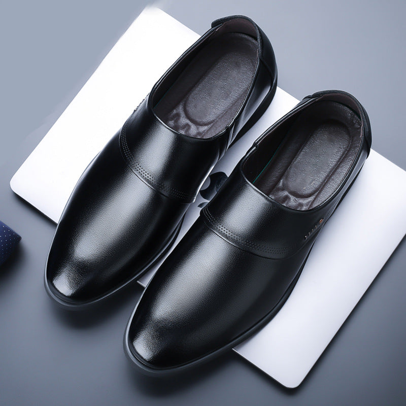 Men's leather dress shoes - 2024 spring collection: premium business casual, hidden heel, versatile, and available in plus sizes