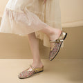 Simple summer 2025 new arrival plaid mesh cut out breathable toe shoes women's rhinestone home outwear one-word buckle cool