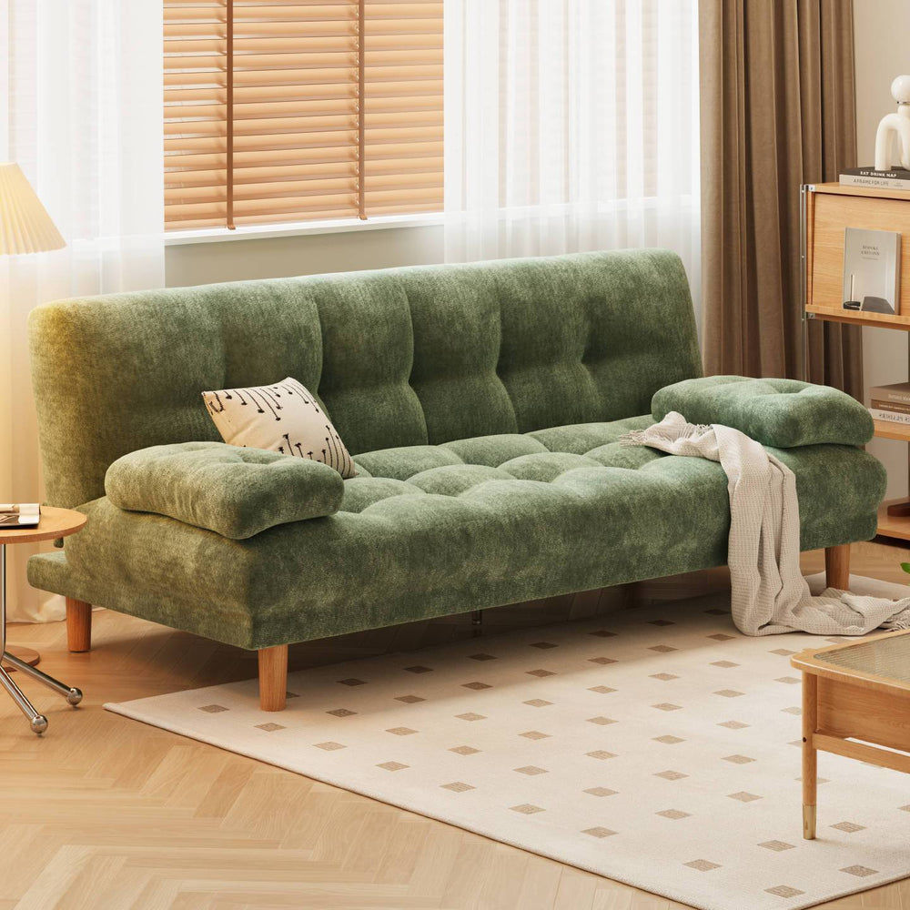 Chenille foldable sofa bed - new  model - double seater for living room or bedroom - sleeps and lounges in one