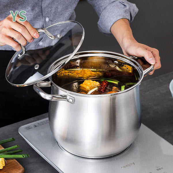 Steamer, Hotel 304 Stainless Steel Soup Pot Drum Belly Pot Stock Pot with Steamer Stainless Steel Pot, Soup Pot