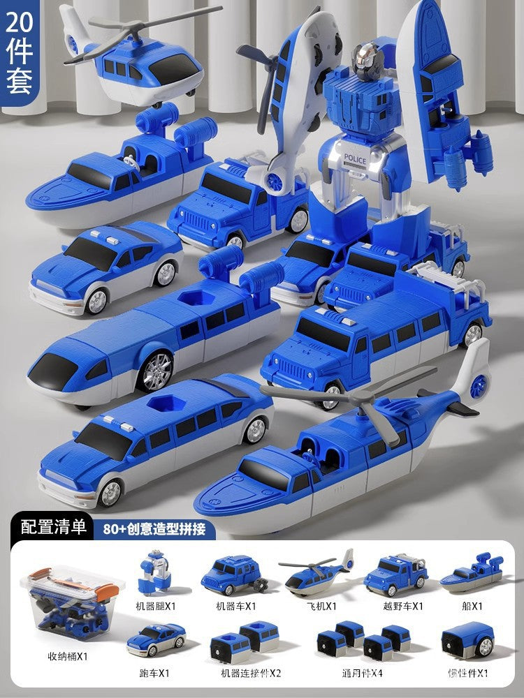 Kids' toy car set - construction vehicle transformation puzzle - fire truck included - perfect birthday gift for 3-4 year old boys