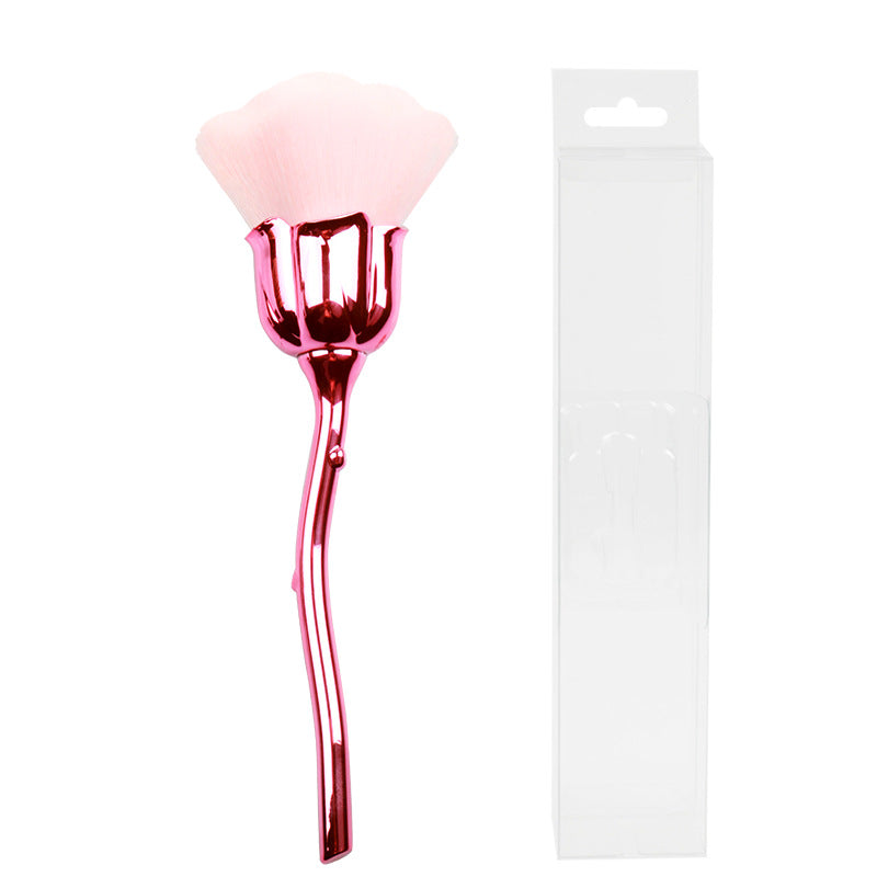 New black rose powder brush - single, soft bristle dusting brush for makeup and nail art - beginner-friendly powder brush