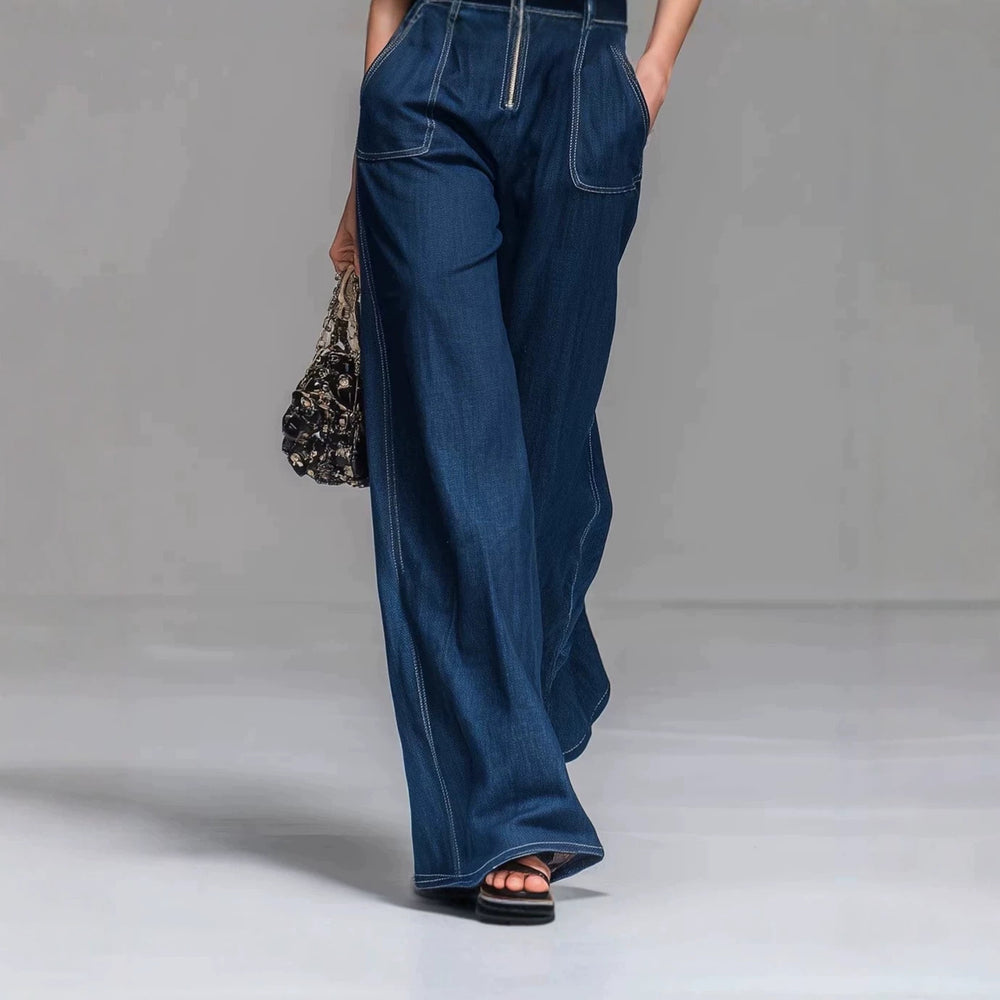 Amazon's new export fashion silm shows body shape fashiontrendy sense denim jumpsuit straight-legpants tight waist