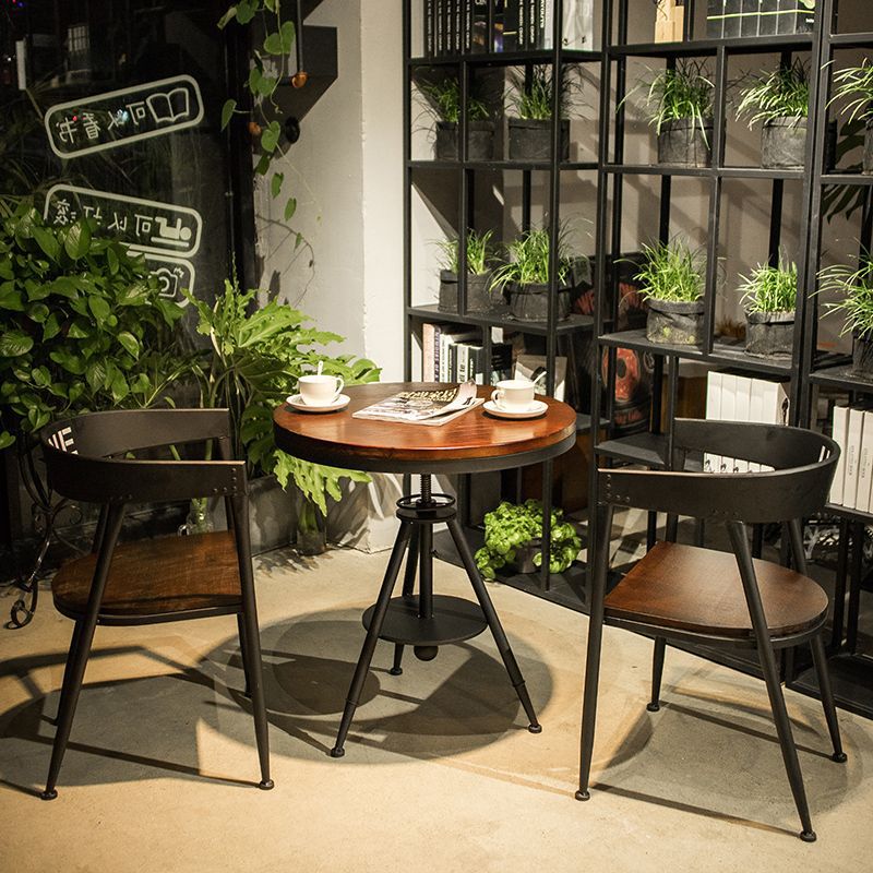 Milk tea shop table and chair combination, cafe/bar dining table and chairs, lounge bar negotiation small round table, reception solid wood balcony dining table