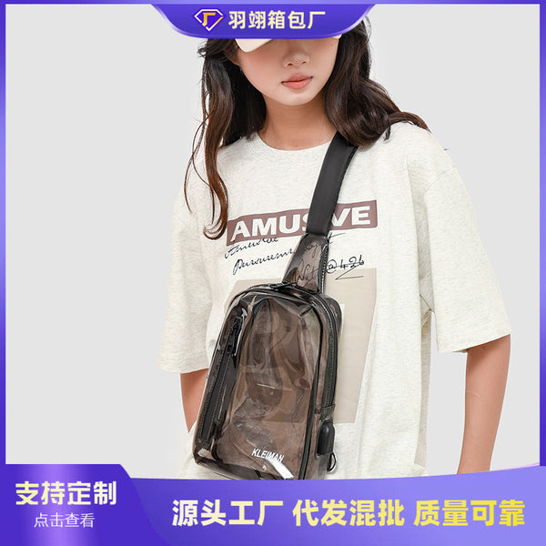 Outer single transparent small bag women's 2025 new niche design foreign style shoulder messenger bag versatile casual breast bag