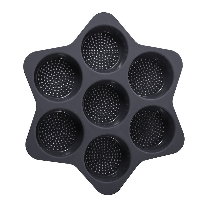 in stock new silicone hamburger baking pan breathable cut out hamburger mold 7-hole silicone bread mold