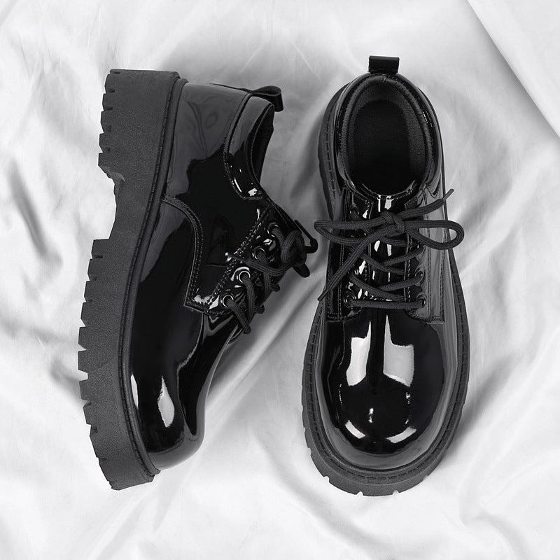 Spring wenzhou small leather shoes men's formal business british derby feet wide toe casual trendy shoes bright surface classy sense