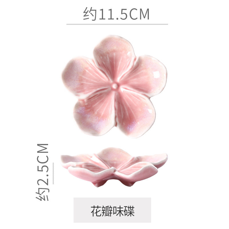 Retro japanese ceramic dish flower shape small dish creative dish dipping dish side dish multi-color kiln dish