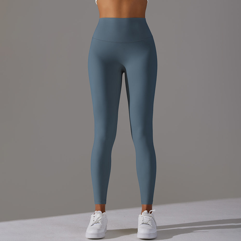 Fashionhigh waist tummy control nude yoga pants for women without embarrassing lines hip lifting elastic leggings peach sports fitness pants
