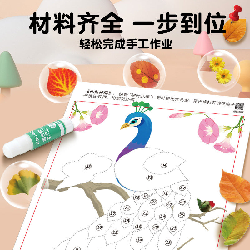 Diy creative leaf painting kit - educational toy for preschoolers - 3d bouquet craft card