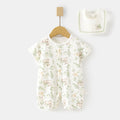 Babibele baby short-sleeve romper - lightweight summer bodysuit for infants & toddlers - perfect for air conditioning - includes bib!