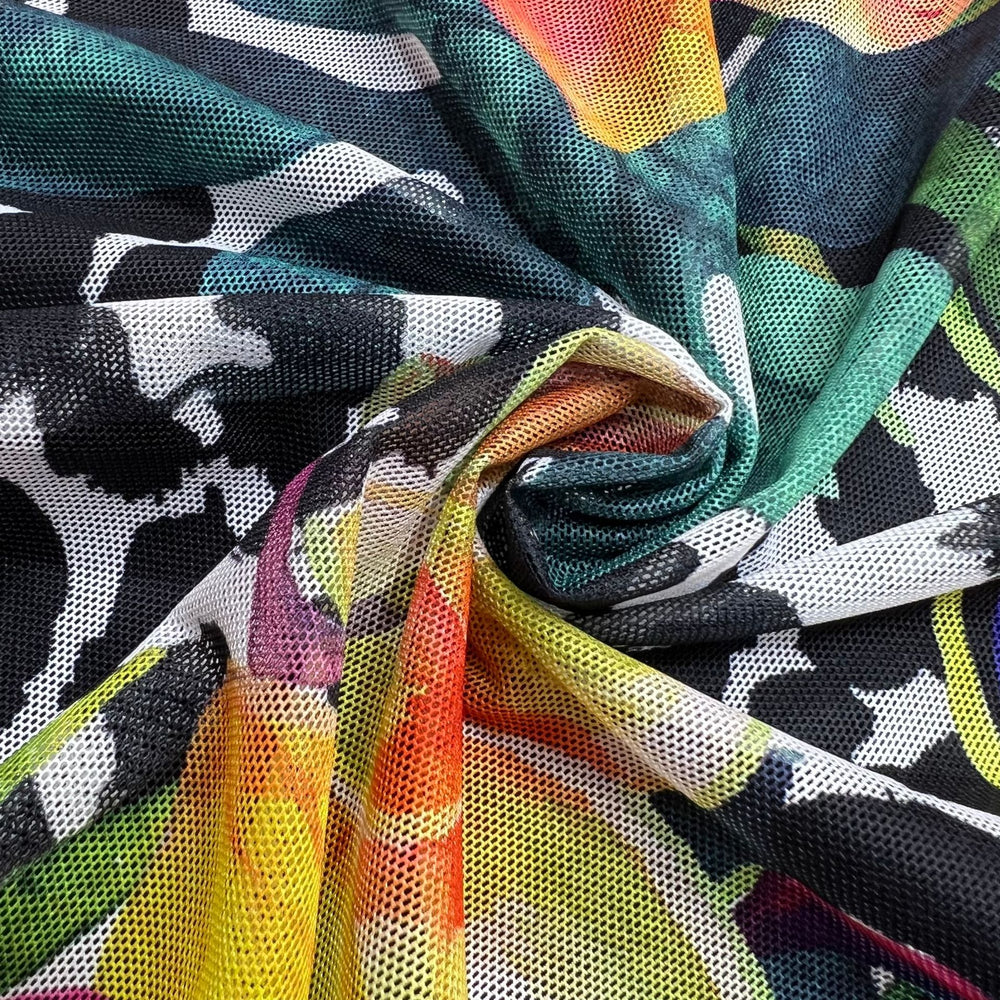 new european and american style women's vacation outfit: colorful abstract print ruched v-neck tie-up tank top with bow detail