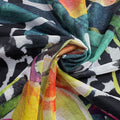 new european and american style women's vacation outfit: colorful abstract print ruched v-neck tie-up tank top with bow detail
