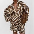 cross-border e-commerce european and american women's clothing: new summer collection - printed shirt & fashionable casual loose shorts set