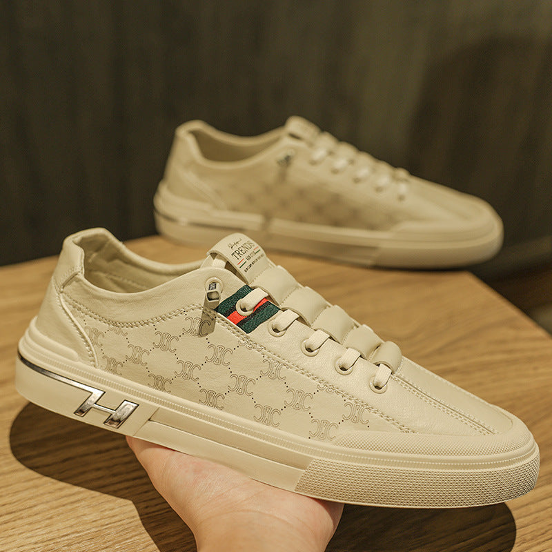 Winter men's breathable 2025 new versatile sports white sneakers men's casual leather shoes slip-on trendy footwear