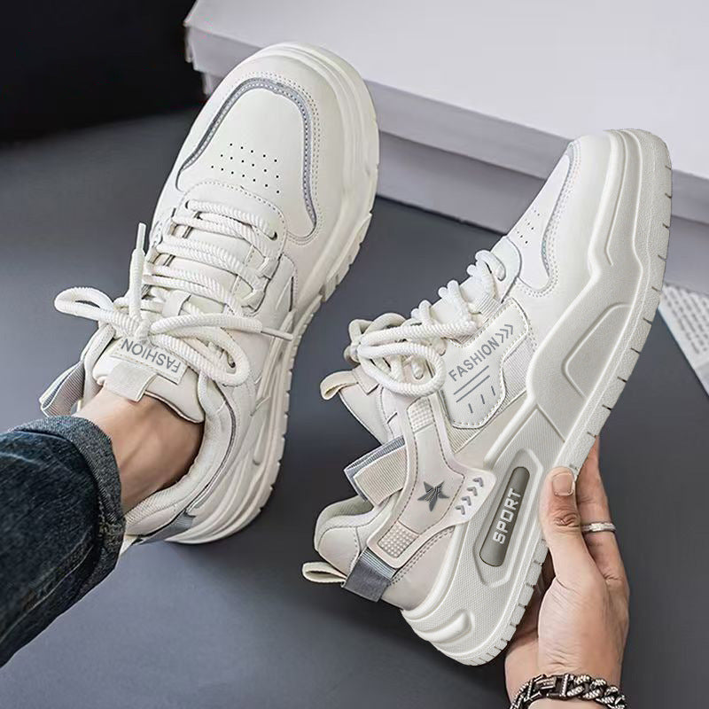 Men's sneakers: white canvas shoes, spring 2026 new arrivals, trendy and versatile casual athletic shoes, chunky sole student streetwear