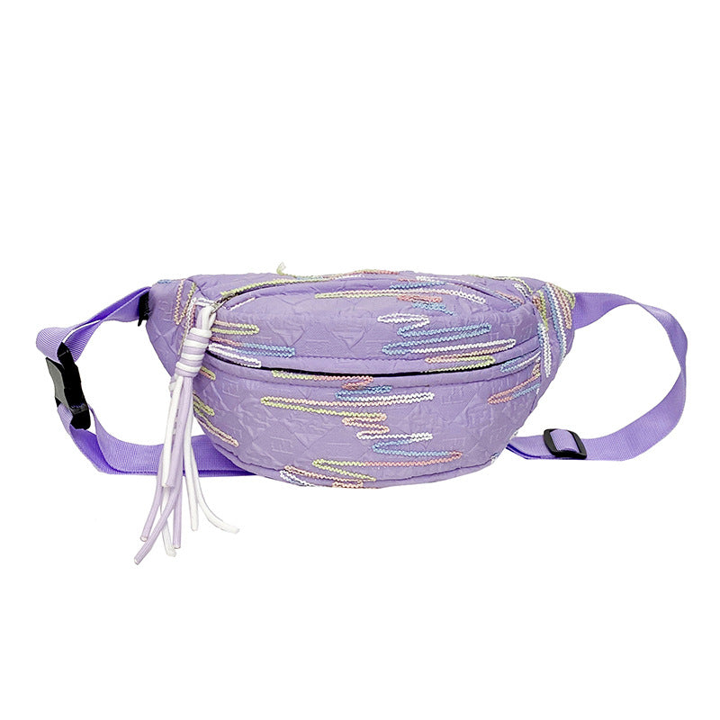 Cute and lightweight pleated breast bag Japanese ins small fresh student fanny pack female Mori girl niche messenger bag