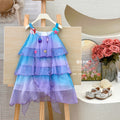 Girls' summer dress -  new gradient color stylish mermaid princess dress