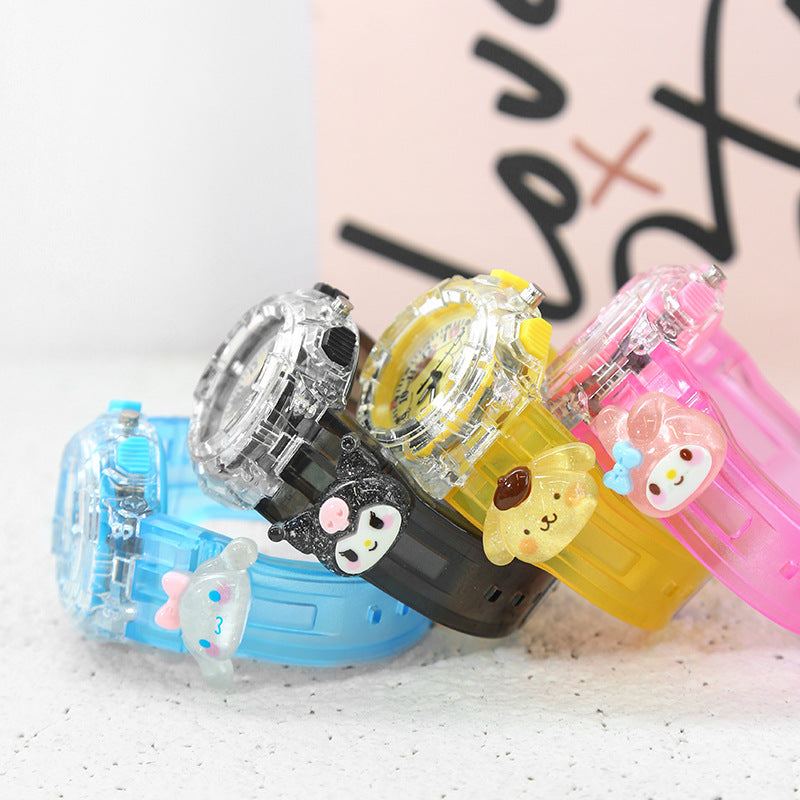 Kids' cartoon sanrio kuromi luminous electronic watch - girls' digital & analog quartz watch for elementary and middle school students