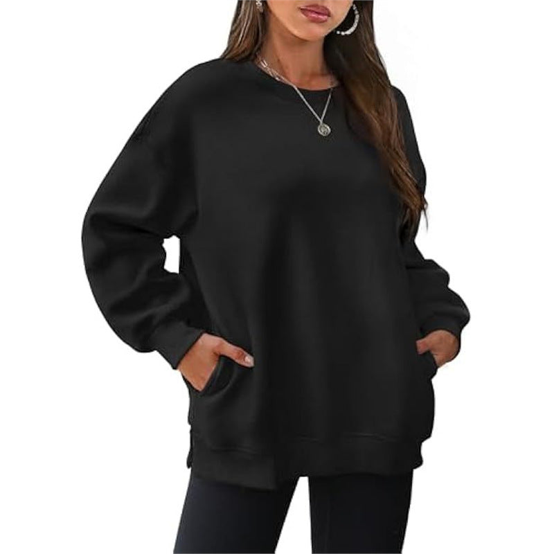 women's relaxed fit crewneck sweatshirt - autumn/winter casual top, european & american street style