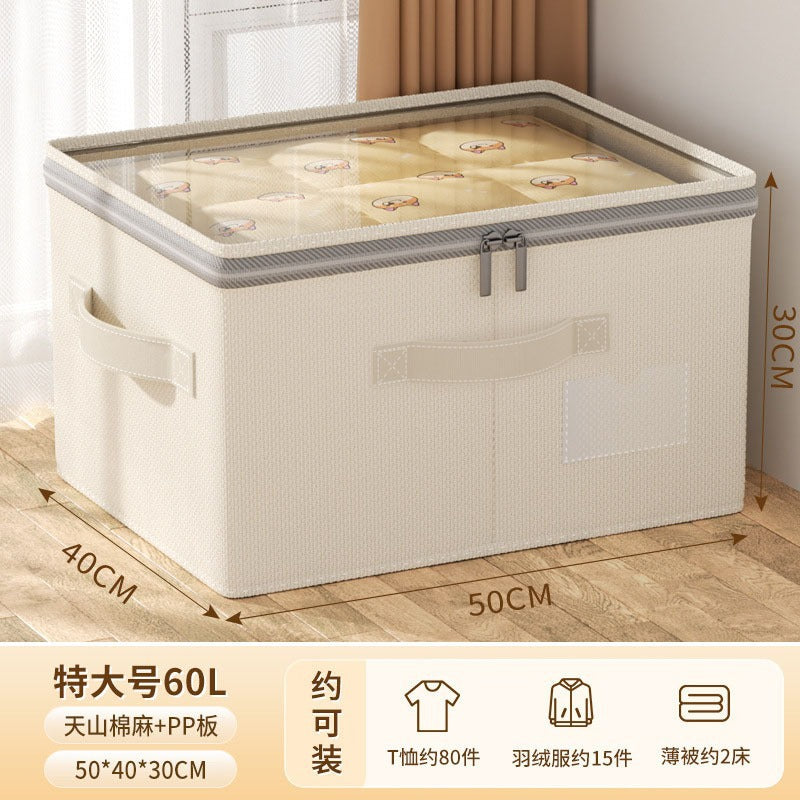 New Tianshan Snow Cotton Visual Fabric Storage Box Household Cotton and Linen Clothing Storage Bag Wardrobe Finishing Large Storage Box