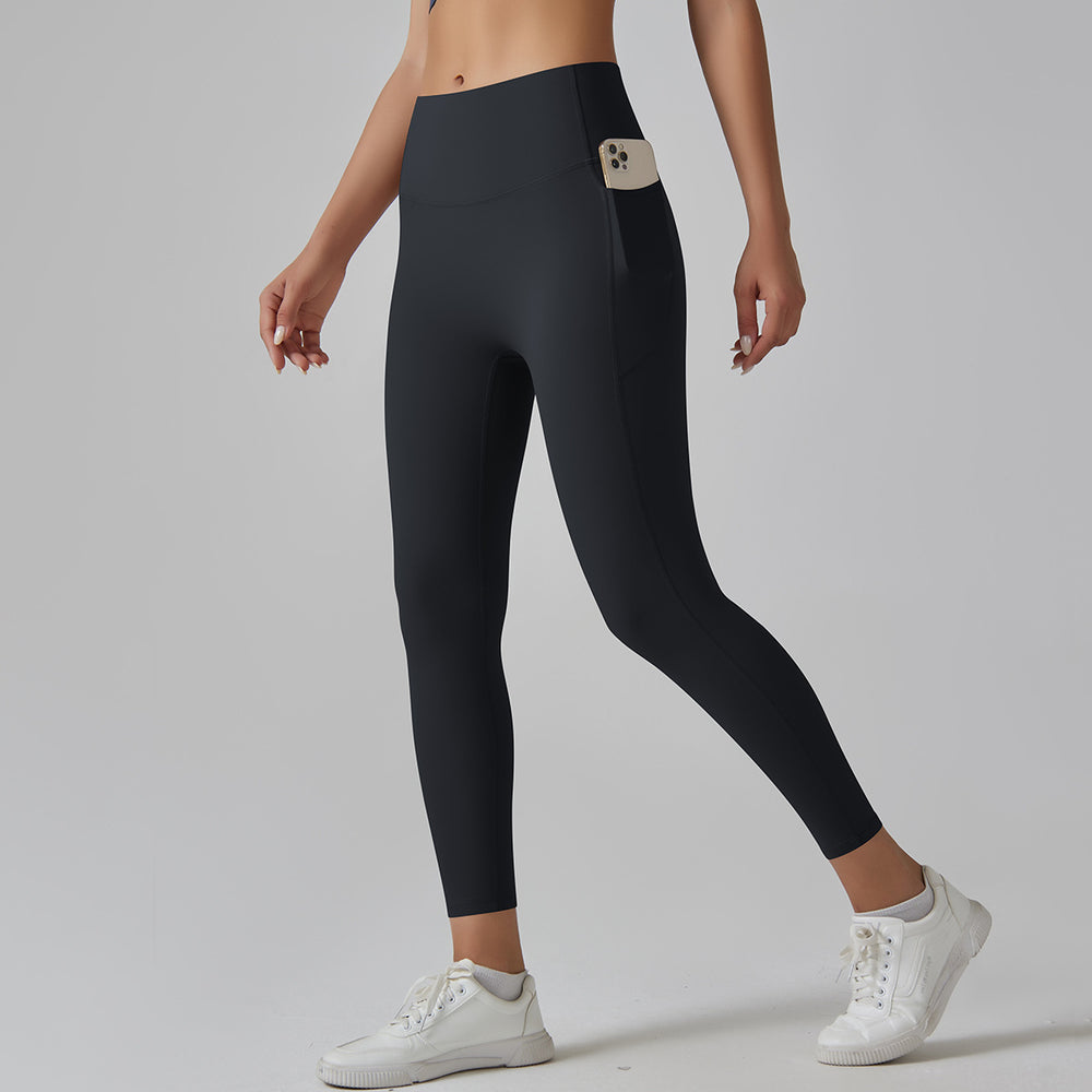 High-waisted, barely-there yoga pants for women. seamless, quick-drying, compression leggings with pockets, perfect for running, fitness, and sculpting your figure. brushed fabric for extra comfort. ideal for yoga and other workouts