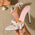 2026 new european and american style stiletto heel slippers - women's summer open toe criss-cross strap fashionable minimalist beach sandals