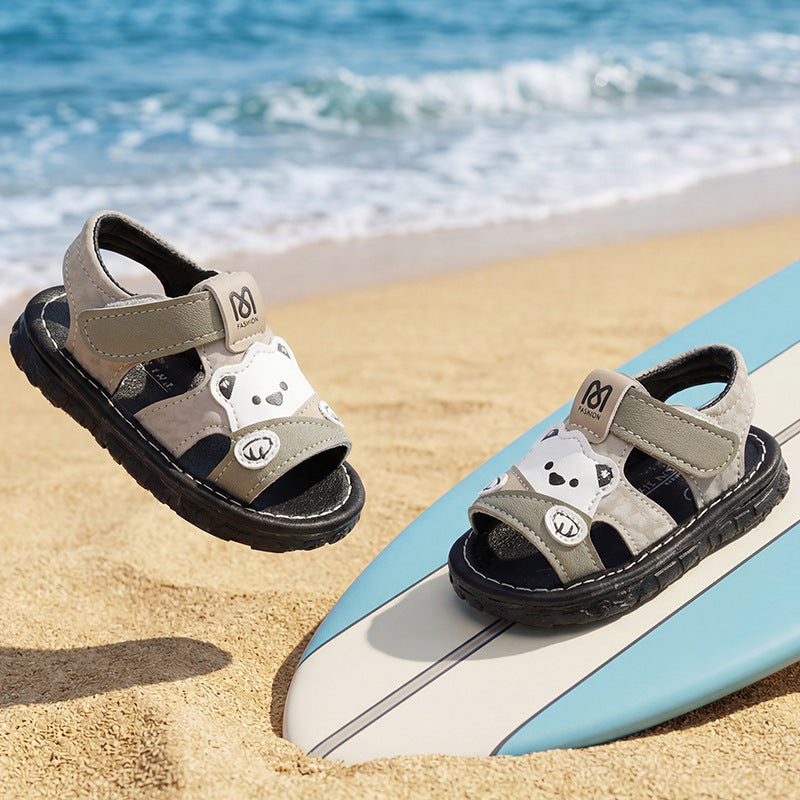 summer new arrivals: baby boys' casual cartoon sandals, stylish toddler soft-soled prewalker shoes, kids' shoes with squeaker
