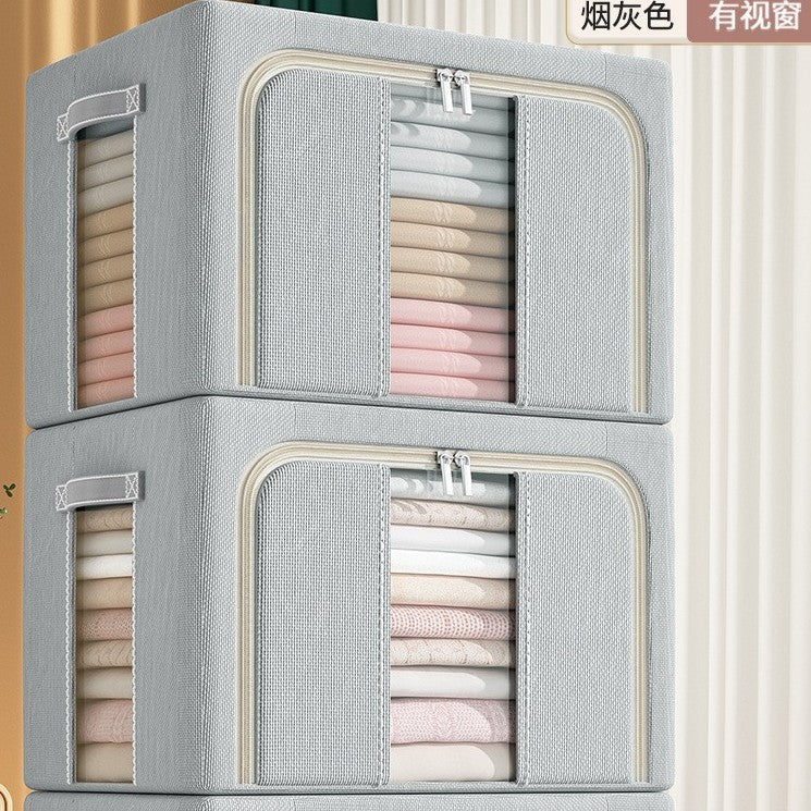 Solid color Oxford cloth steel frame storage box Clothing storage Dormitory moving quilt Clothes Bainer box Household storage