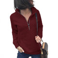 cross-border spring/autumn european and american zip-up pullover quilted sweatshirt knitted long sleeve mock neck pullover with pockets pol