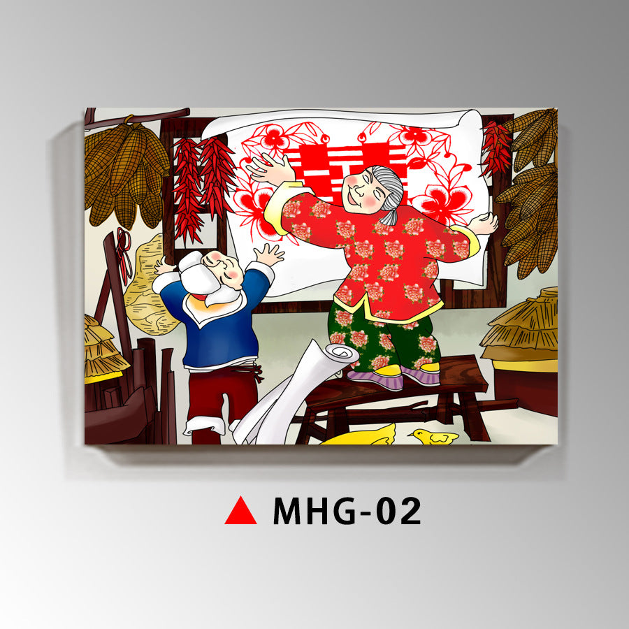 Northeast eight monsters decorative painting ethnic customs wall decoration mural agritainment hotel box background wall hanging painting