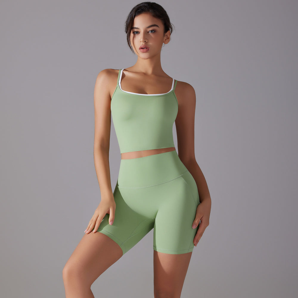 New arrival antibacterial wear-free underwear yoga suit beautiful back cross color matching sports intimates fitness shorts yoga clothes for women
