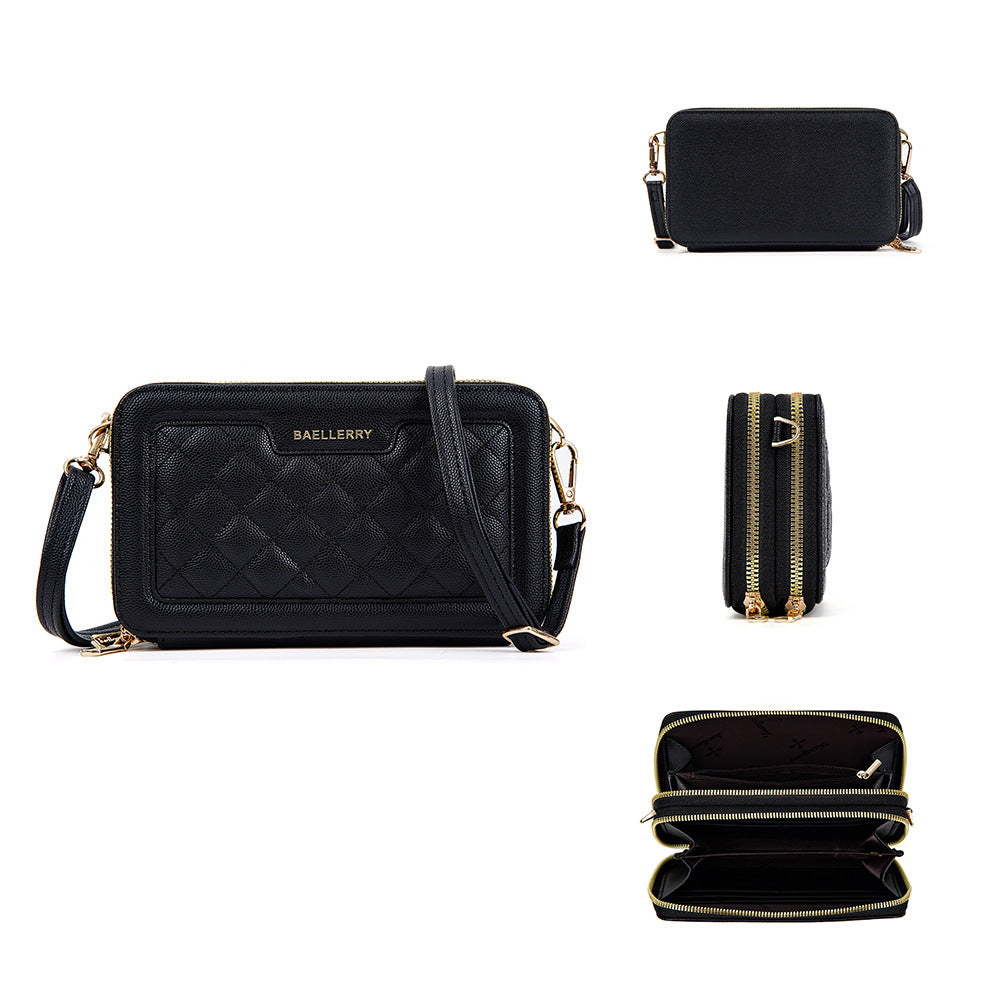 New baellerry women's wallet fashionable large-capacity diamond messenger bag premium zipper mobile phone bag