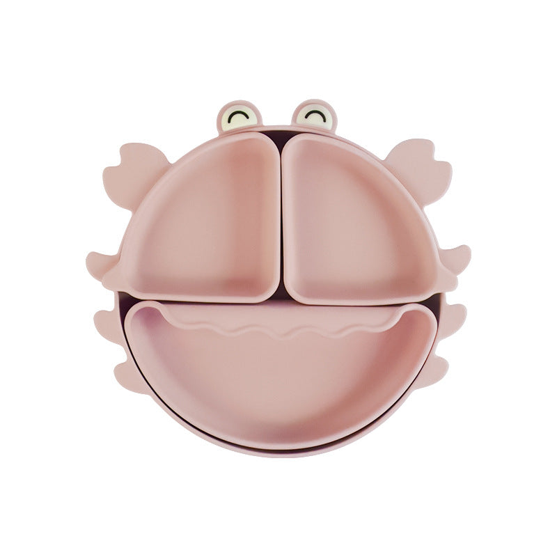 Food grade silicone children's plate baby complementary food bowl cartoon crab grid plate baby independent eating tableware