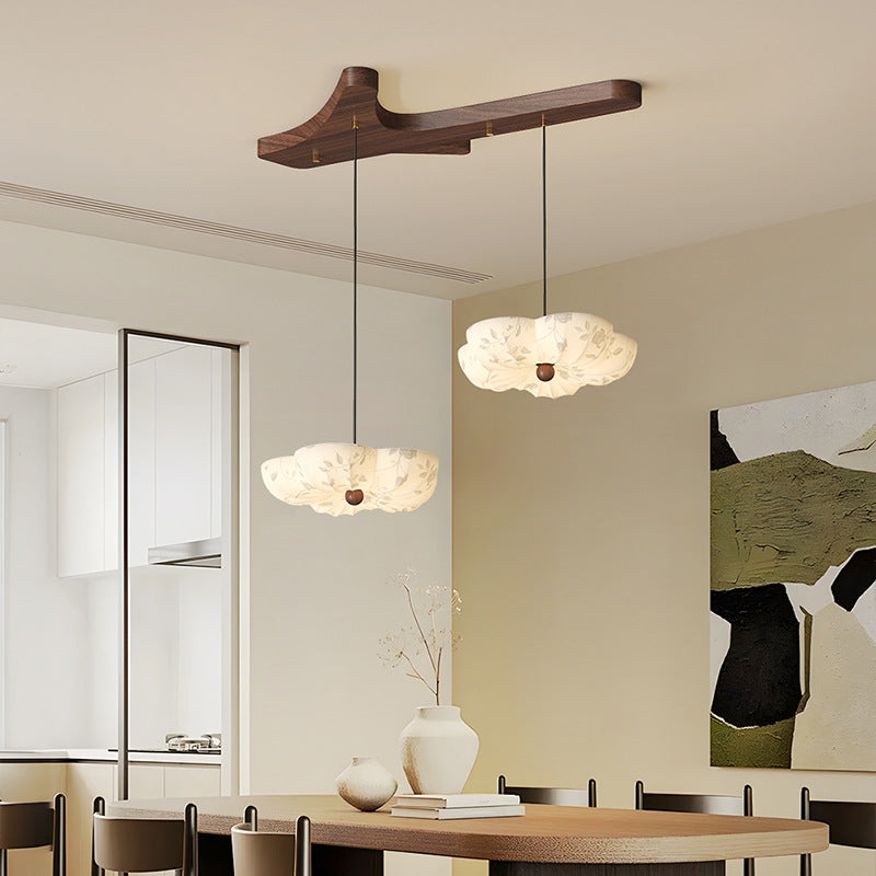 Medieval Fabric Restaurant Chandelier Song Dynasty Aesthetics New Chinese Designer Dining Table Flower Light Retro French Lighting