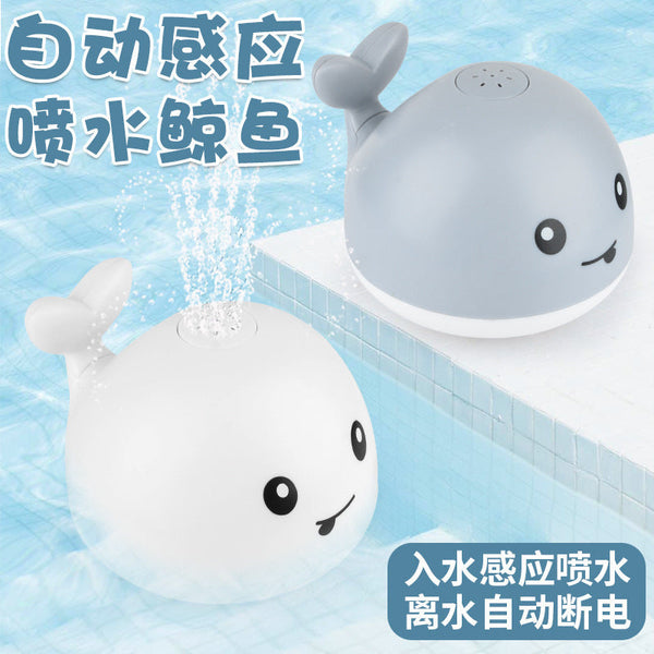 Cross-border  electric induction water spray whale baby bathroom bath toy with light universal water toy