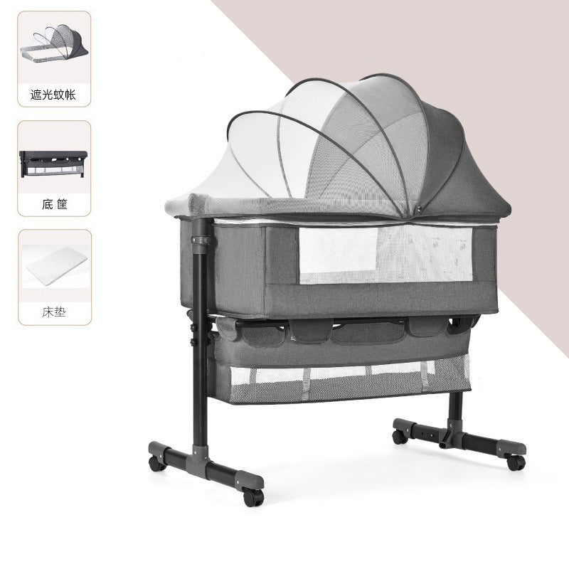 Newborn multifunctional crib convertible to big bed, baby bed, bassinet, foldable, mobile, adjustable height, portable