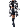 2025 new european and american autumn collection women's lapel long sleeve open front plaid longline loose casual coat