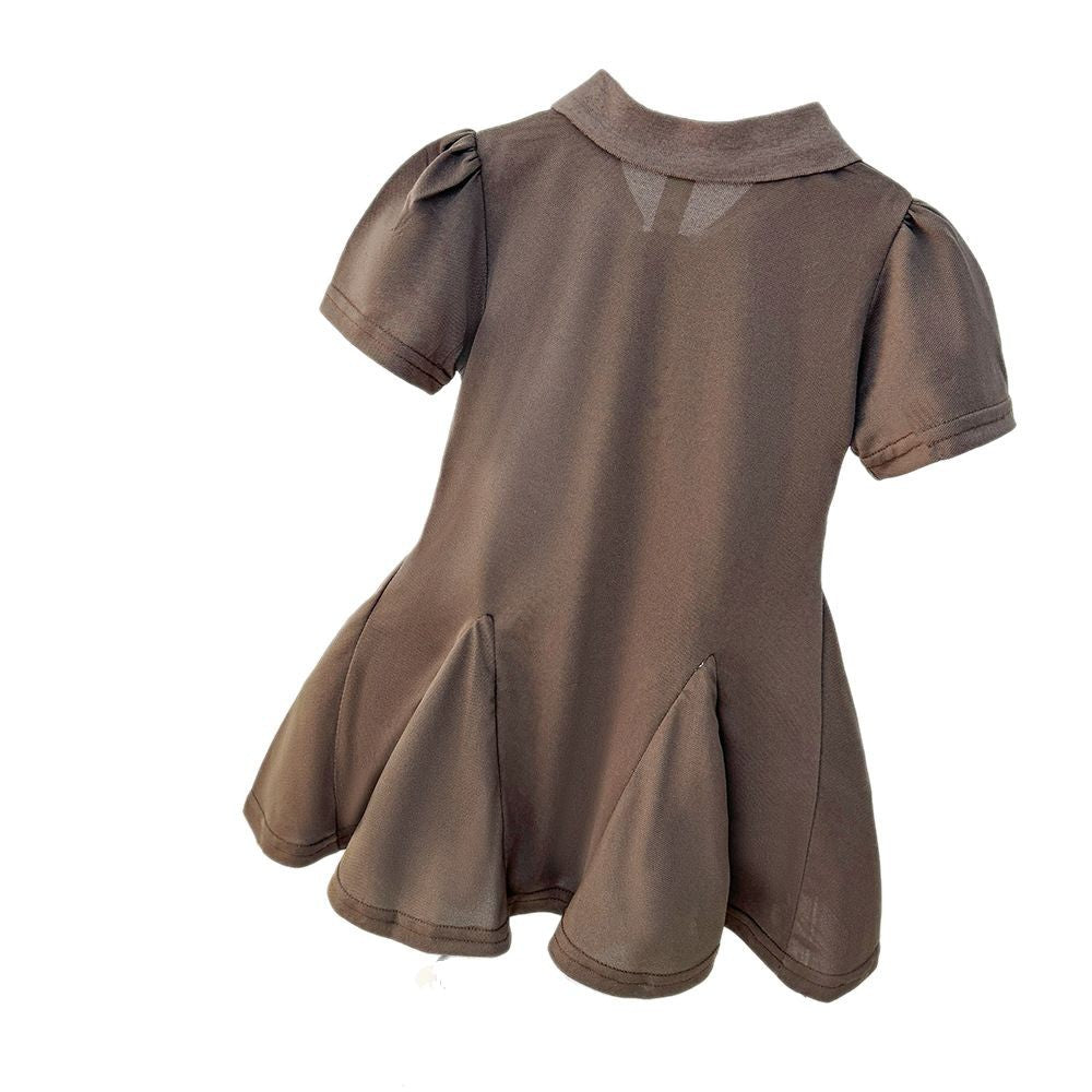 Girls' summer dress  new style: korean-style chic short-sleeve polo dress for little girls, versatile baby dress