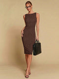 new arrivalfashionelegantstripes hip skirt sleeveless waist slit slimming look longdress