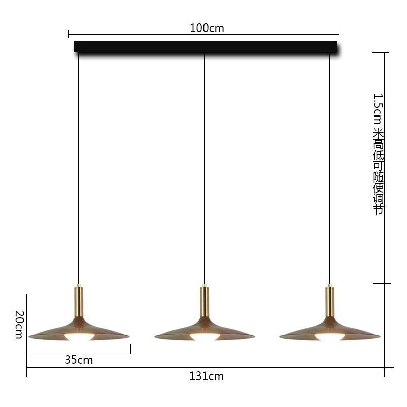 Walnut restaurant light American retro bedroom bedside light simple creative flying saucer homestay bar light Nordic chandelier