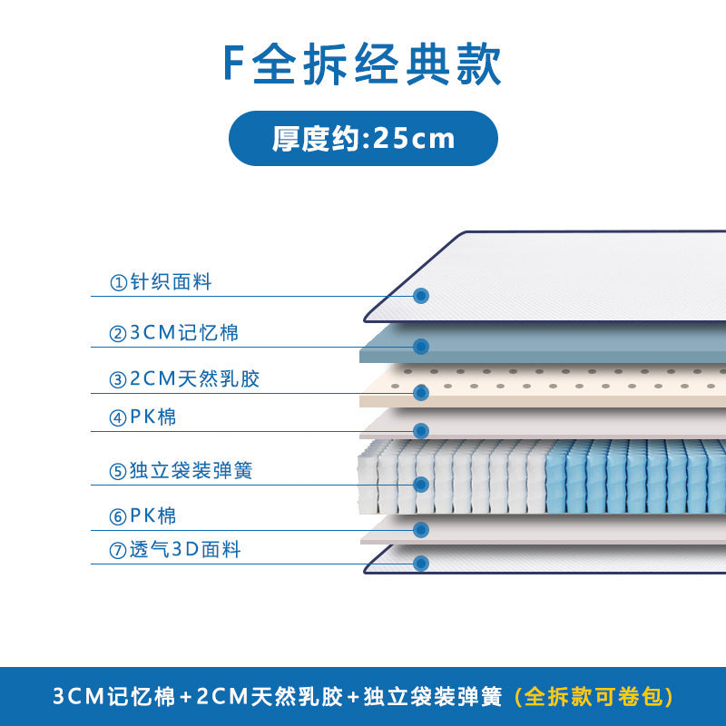 Blue Roll Bag Box Memory Cotton Simmons Mattress Independent Spring Compression Household Latex Disassembly Hotel Brand