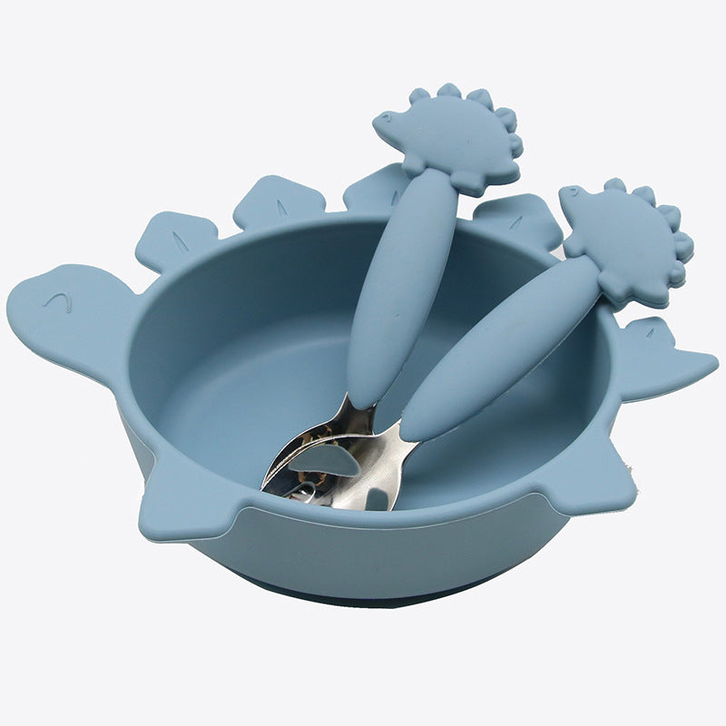 Food Grade Silicone Bowl Children's Tableware Baby Feeding Training Dinosaur Bowl Suction Cup Supplementary Food Bowl Children's Plate Factory