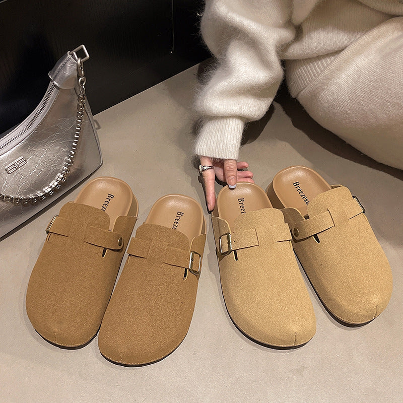 Thick sole half-pack birkenstock slippers for women outwearspring & fallnew arrivalretroeasiest for matchcasual slip-on bag slippers couple shoes