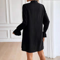 e-commerce  early spring independent store european and american women's clothing tie-up beaded long-sleeved solid color dress