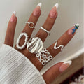Geometric ring set wholesale - cross-border fashion jewelry for women - hollow metal, polished finish, unique & high-end, stackable rings