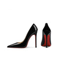Black high heels women's stiletto pointed toe patent leather easiest for matchsexy professional flats 2025 spring and summer new red bottom shoes