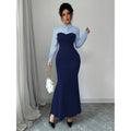 code new arrival  women's original elegancecontrast color lapel silmdress