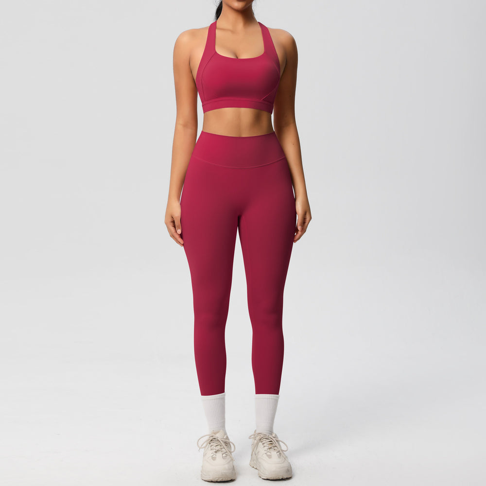 Cloud-feel brushed nylon quick-dry compression yoga set - high-intensity workout, outdoor running, training, and fitness apparel